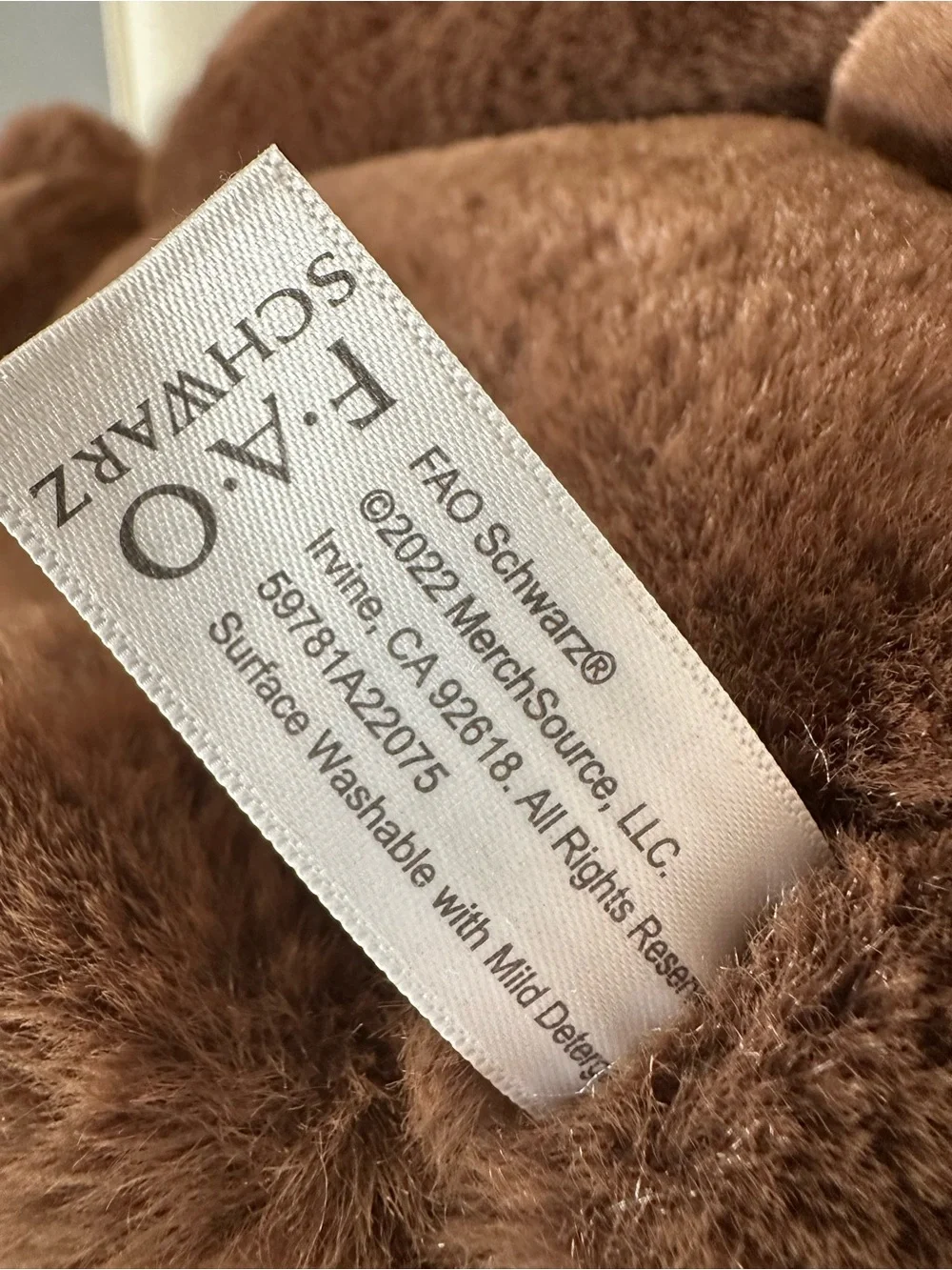 FAO Schwarz Teddy Bear 17” Brown Plush Gold Bow & Paws Stuffed Animal 202